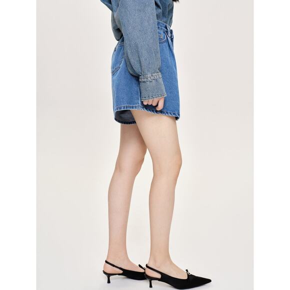 Source Unknown Flared Denim Shorts Medium Blue - L - Picture 3 of 5